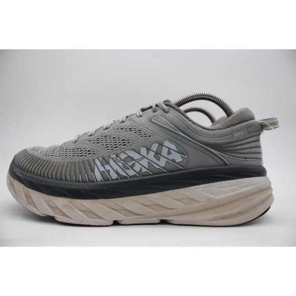 Hoka One One Bondi 7 Men's Size 9.5 Gray White Athletic Sneaker Running Shoes - Picture 4 of 13